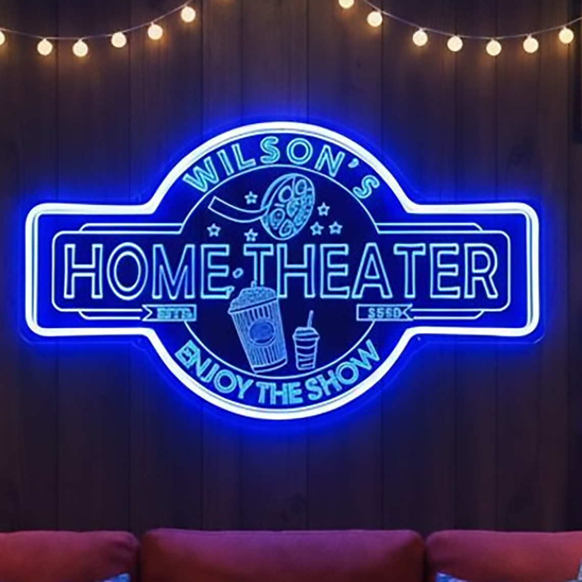 Home Cinema Usa - Personalizowany neonowy szyld do kina domowego,